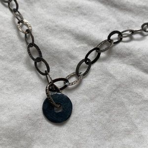 Silpada hammered/textured sterling silver link necklace with disc pendant N1665